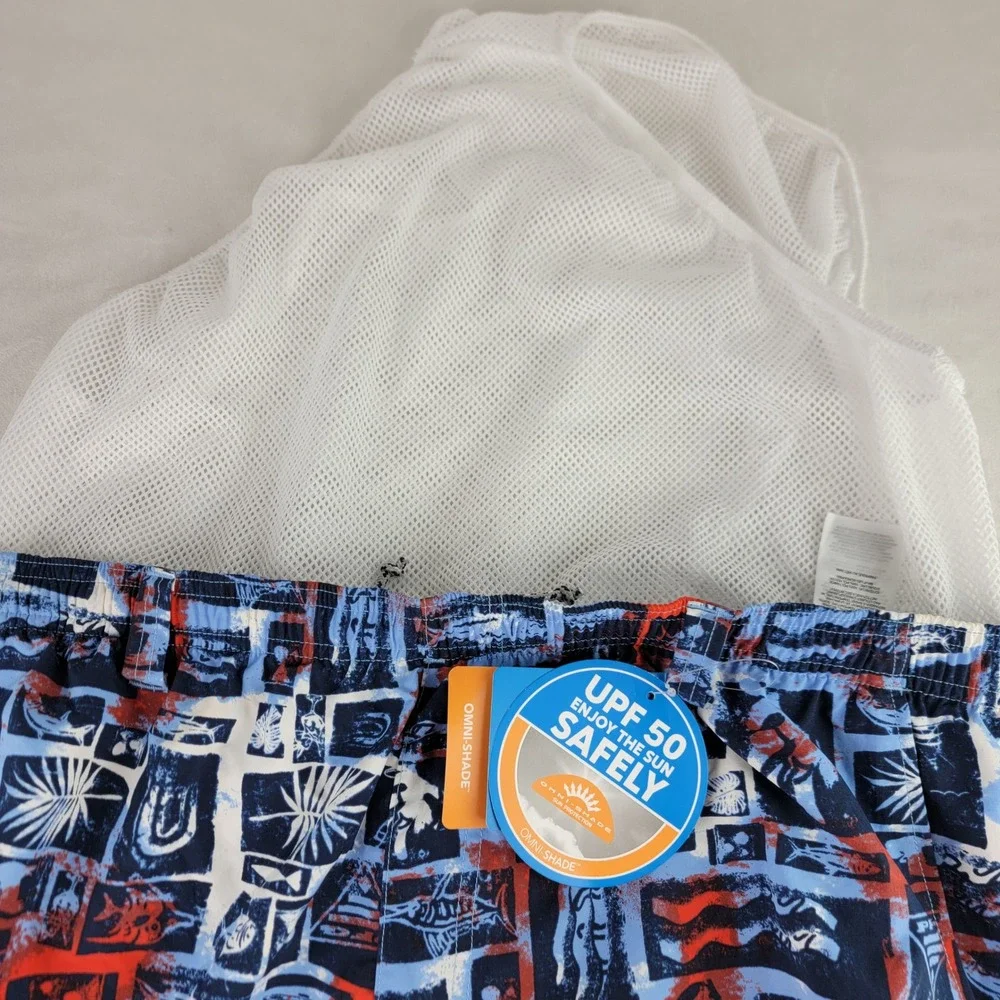 Columbia Mens Super Backcast Water Shorts XL Blue Tropical Print Swim Trunks NEW